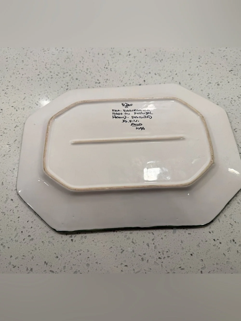 Vintage FFA Marques Malviera Portugal Hand Paint Floral Octagon Serving Platter